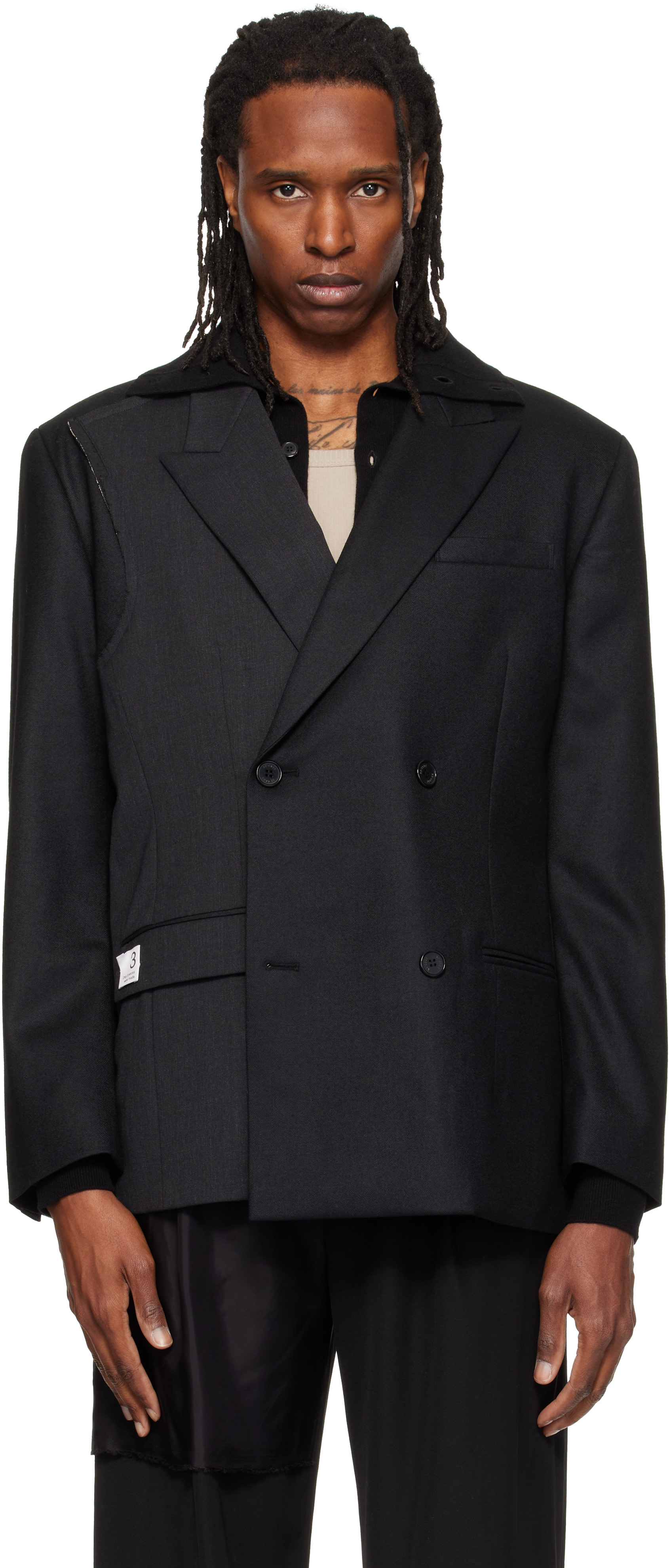 RE;CODE - Gray Jacket-Patched Double Blazer
