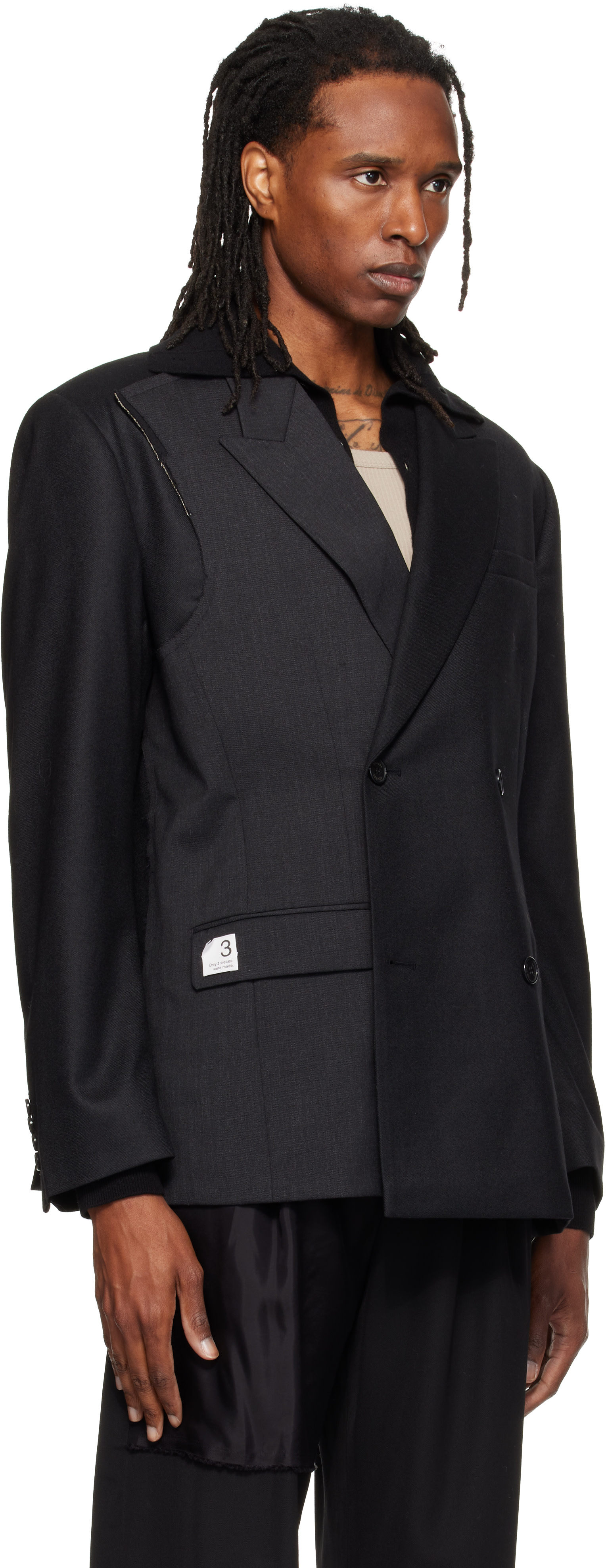 RE;CODE - Gray Jacket-Patched Double Blazer