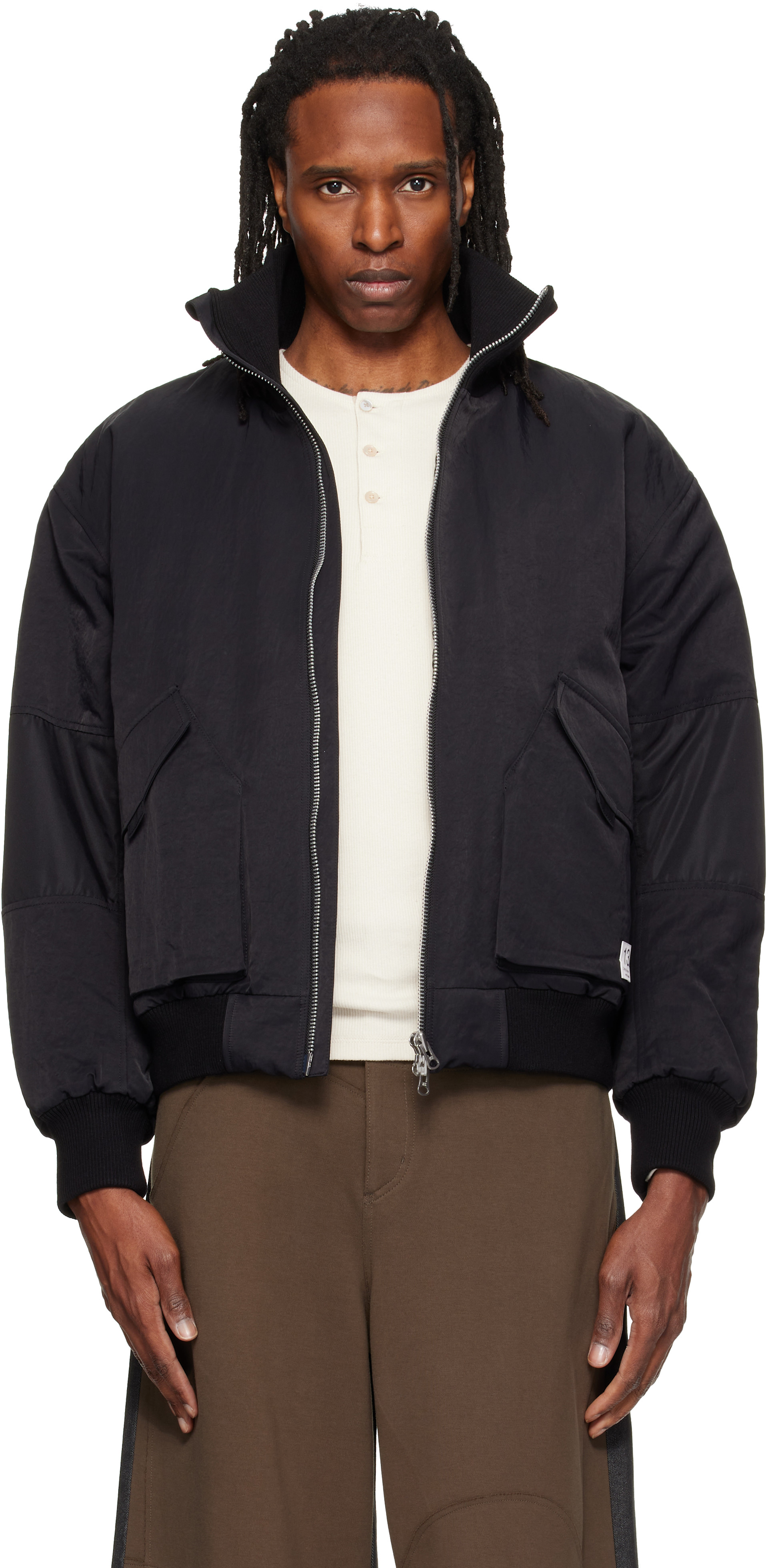 RE;CODE - Black Patched Bomber Jacket