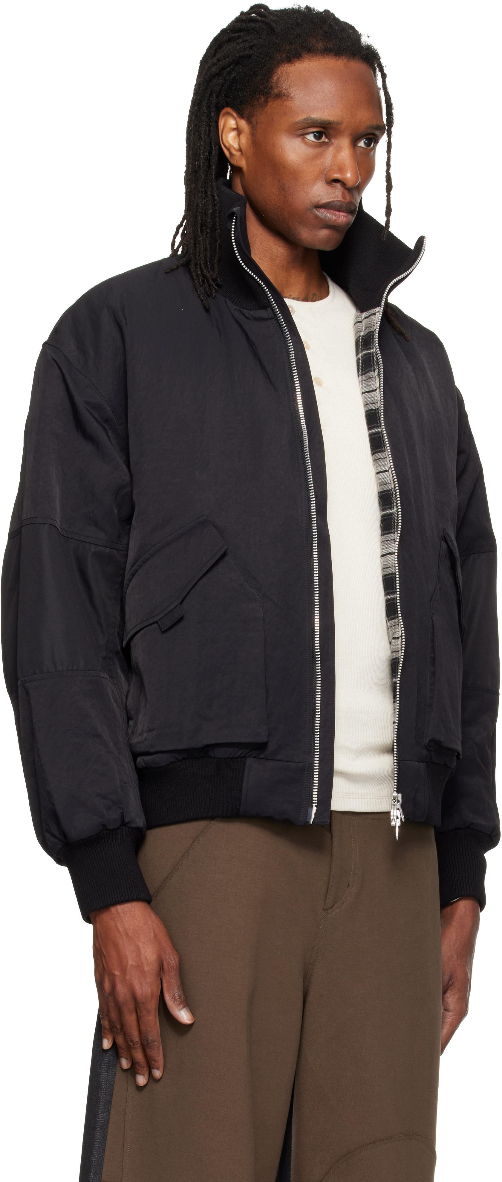 RE;CODE - Blouson aviateur noir à écusson à logo