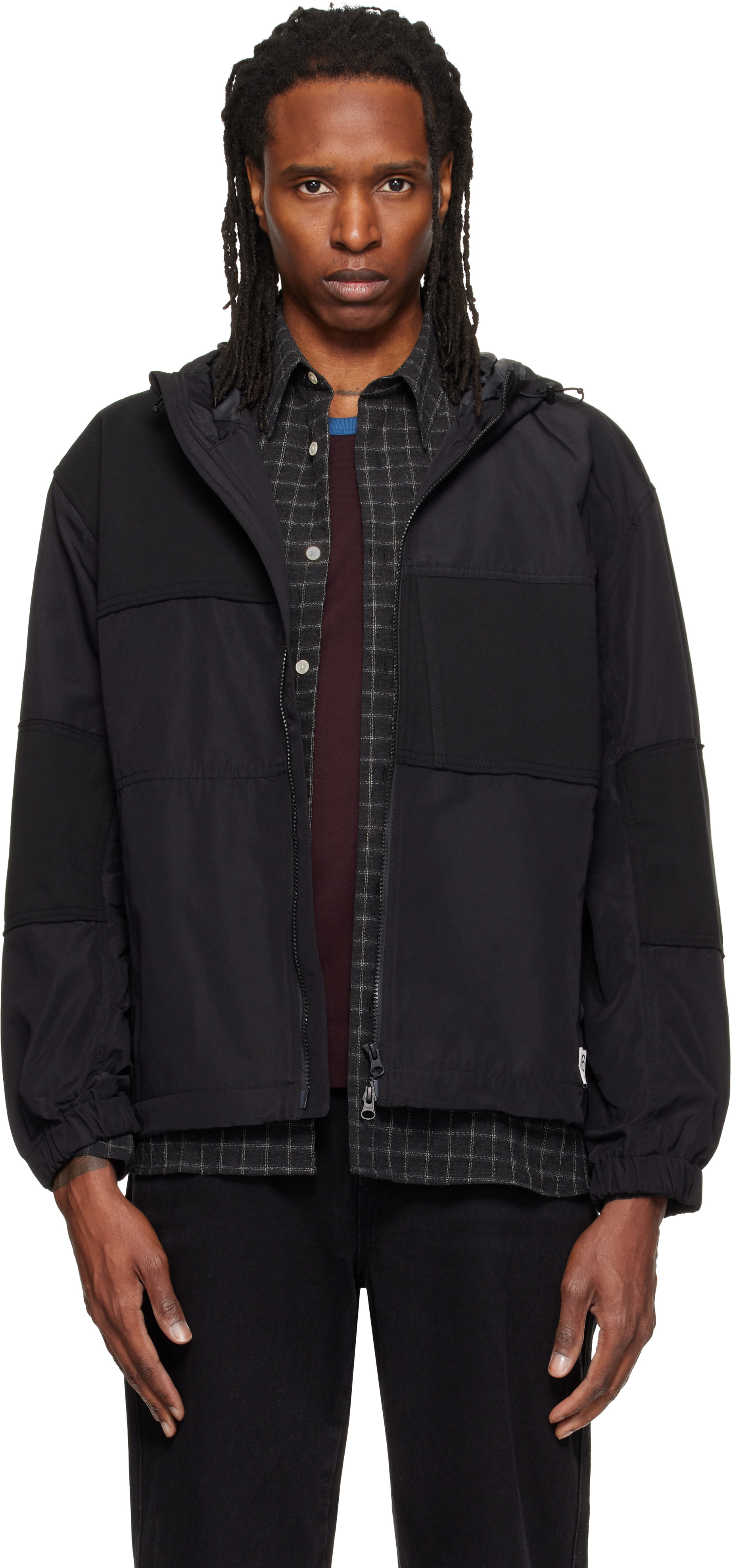 RE;CODE - Black Patch-Worked Hoodie Jacket