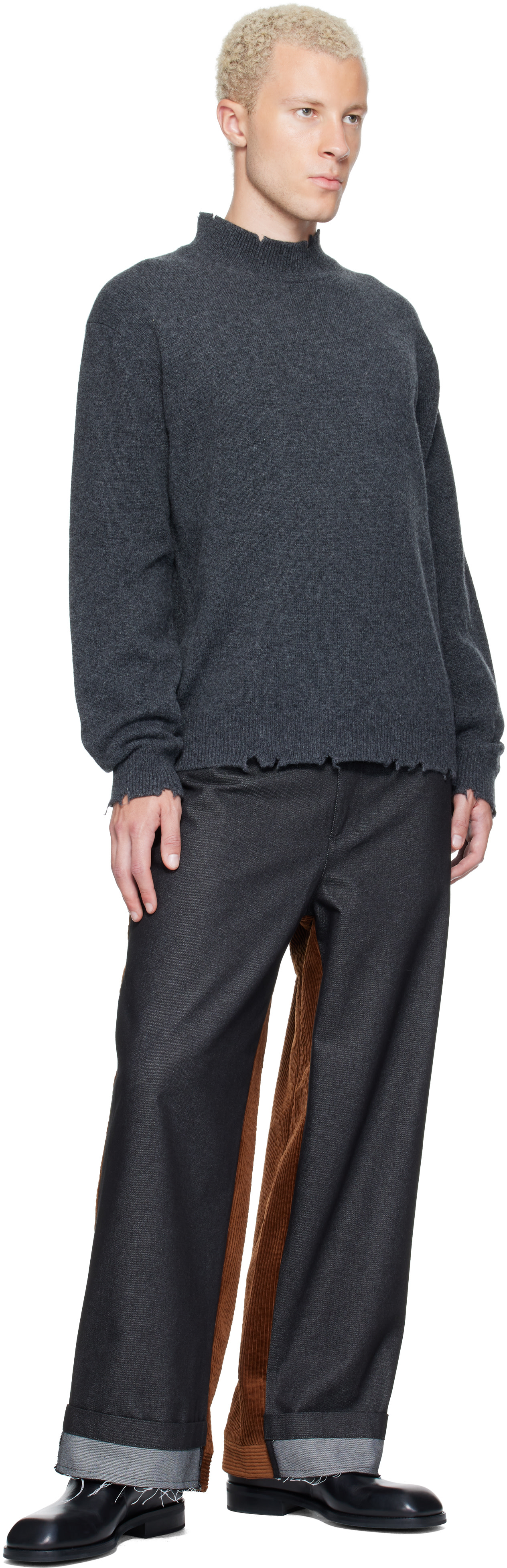 RE;CODE - Gray Distressed Knit Sweater