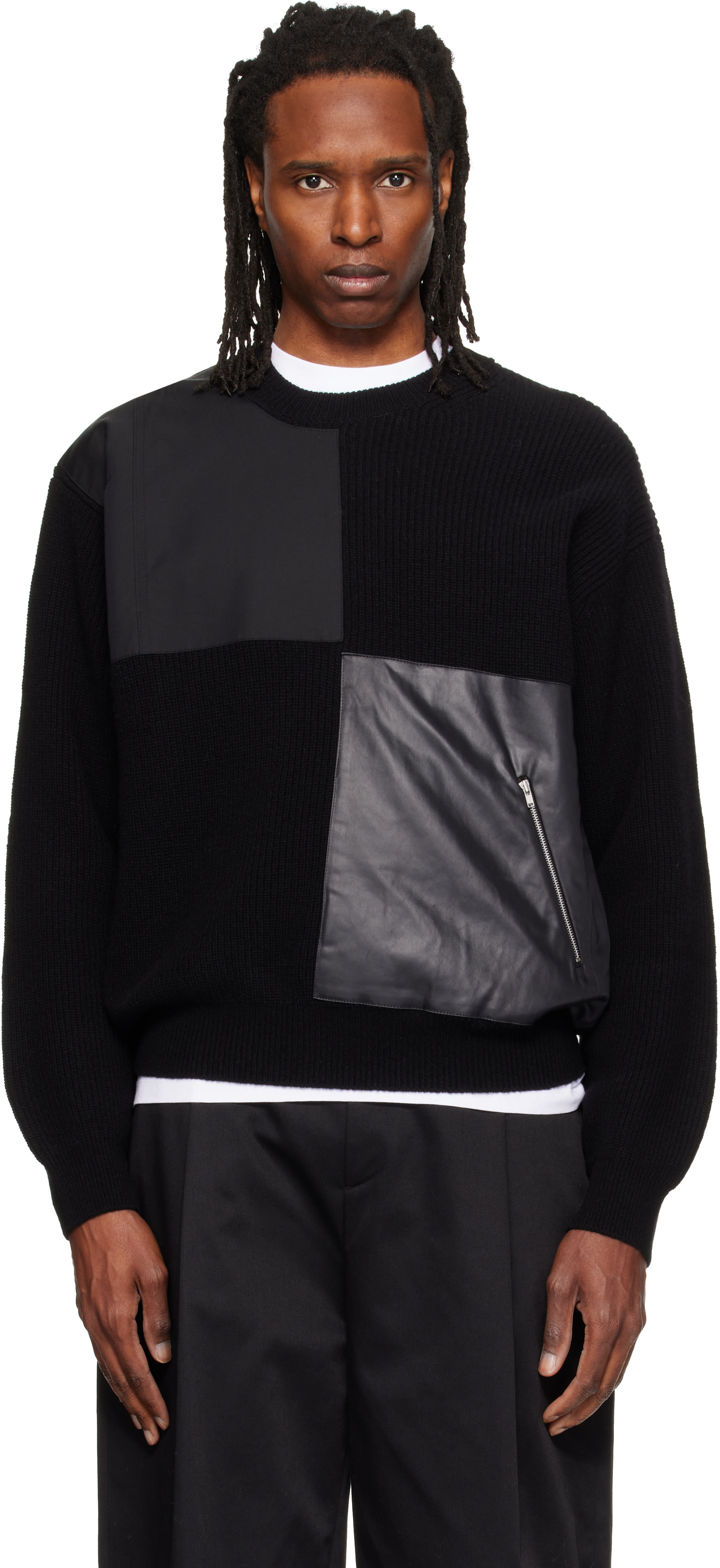 RE;CODE - Pull noir à motif damier