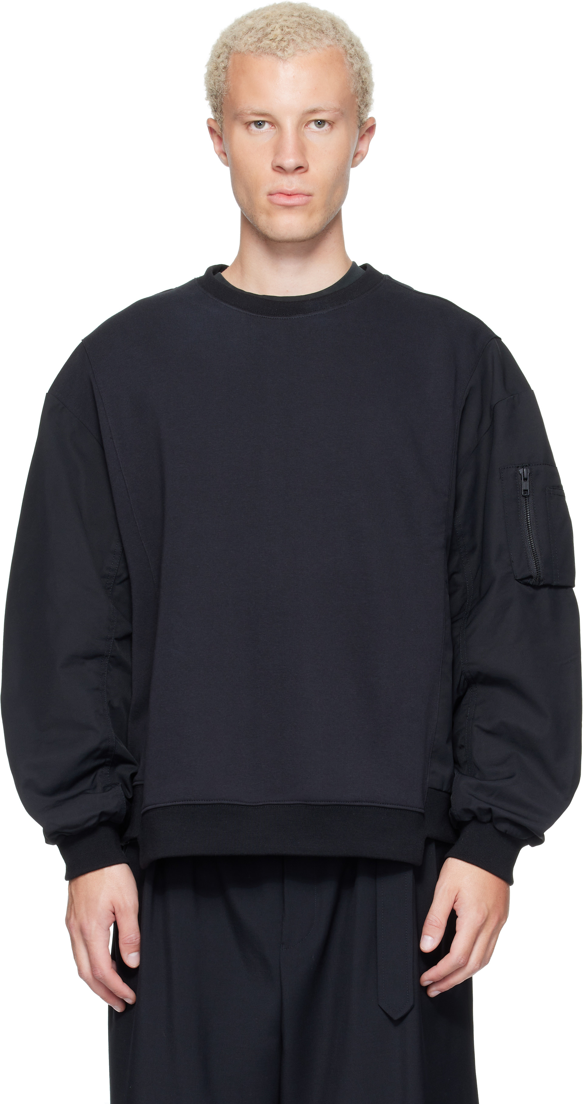 RE;CODE - Pull molletonné MA-1 noir à panneaux