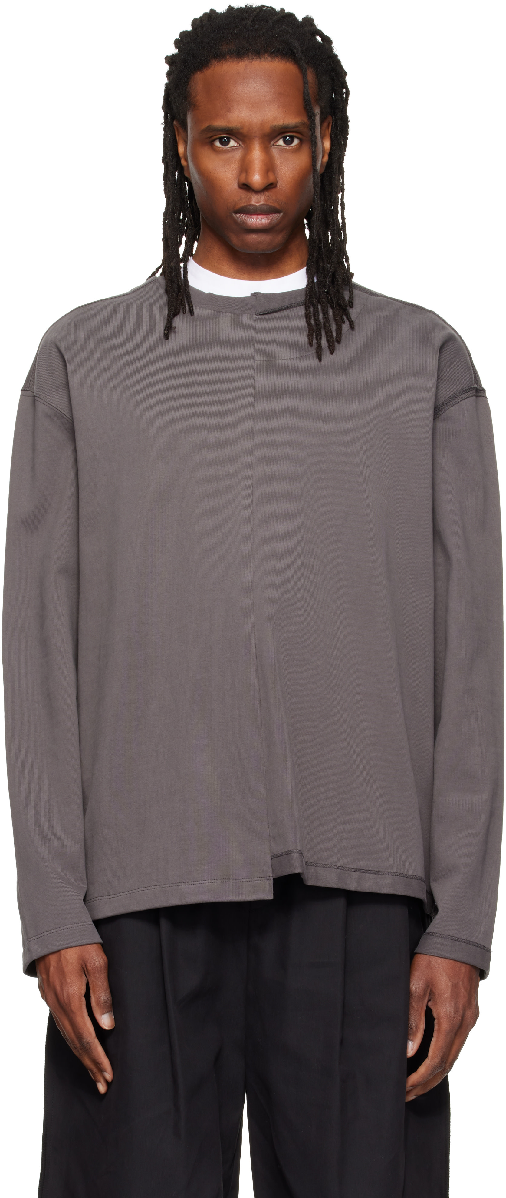 RE;CODE - Gray Split Long Sleeve T-shirt