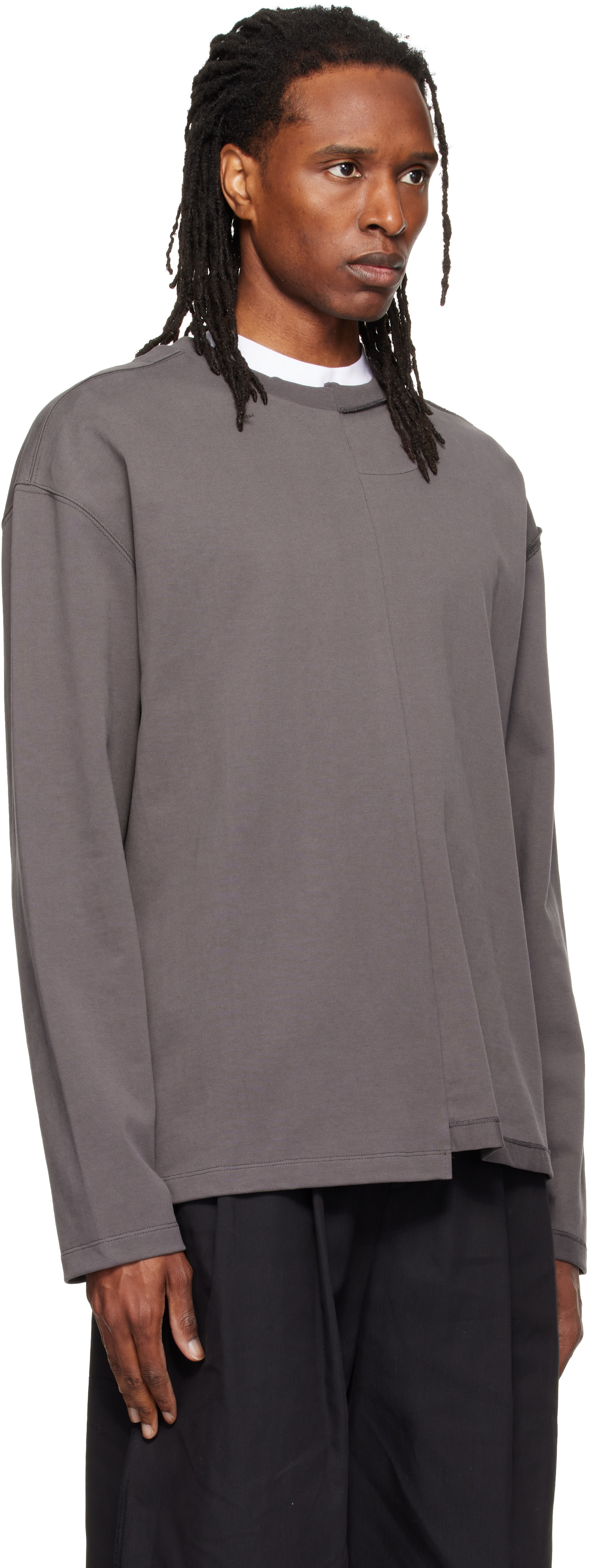 RE;CODE - Gray Split Long Sleeve T-shirt