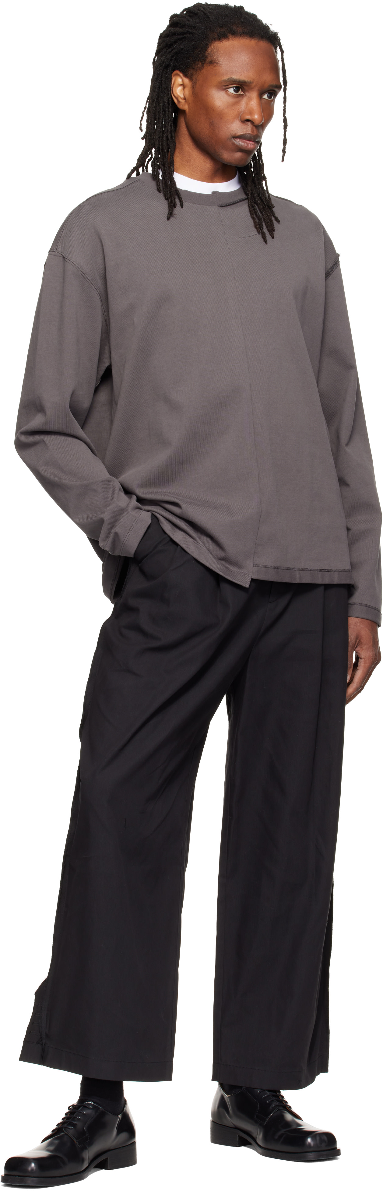 RE;CODE - Gray Split Long Sleeve T-shirt