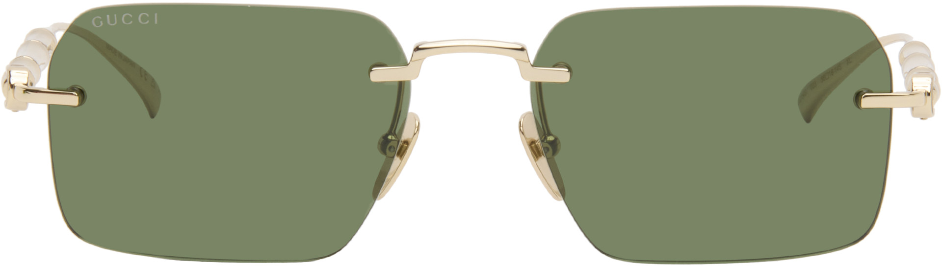 Gucci: Gold Bamboo Metal Sunglasses | SSENSE