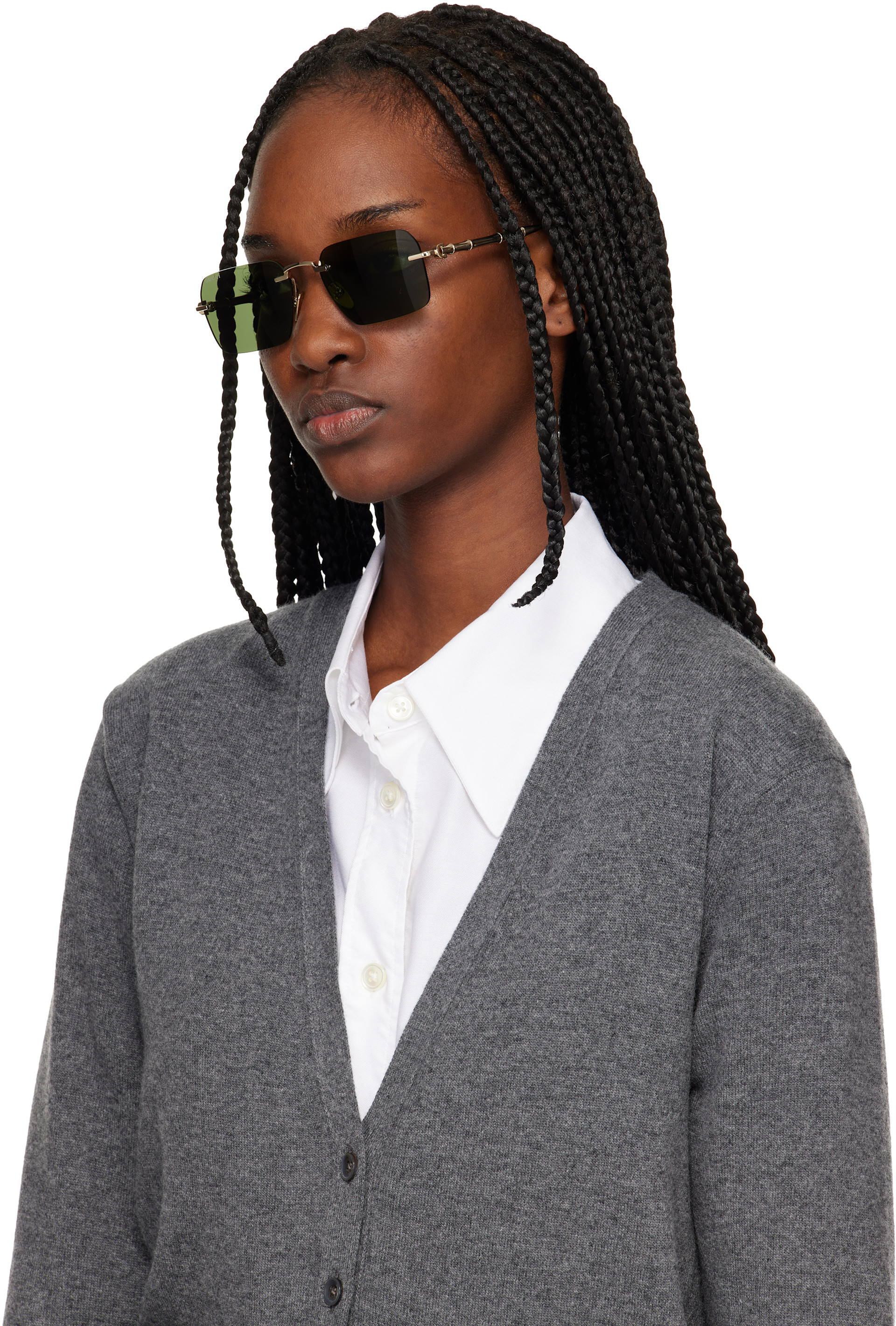 Gucci: Gold Bamboo Metal Sunglasses | SSENSE