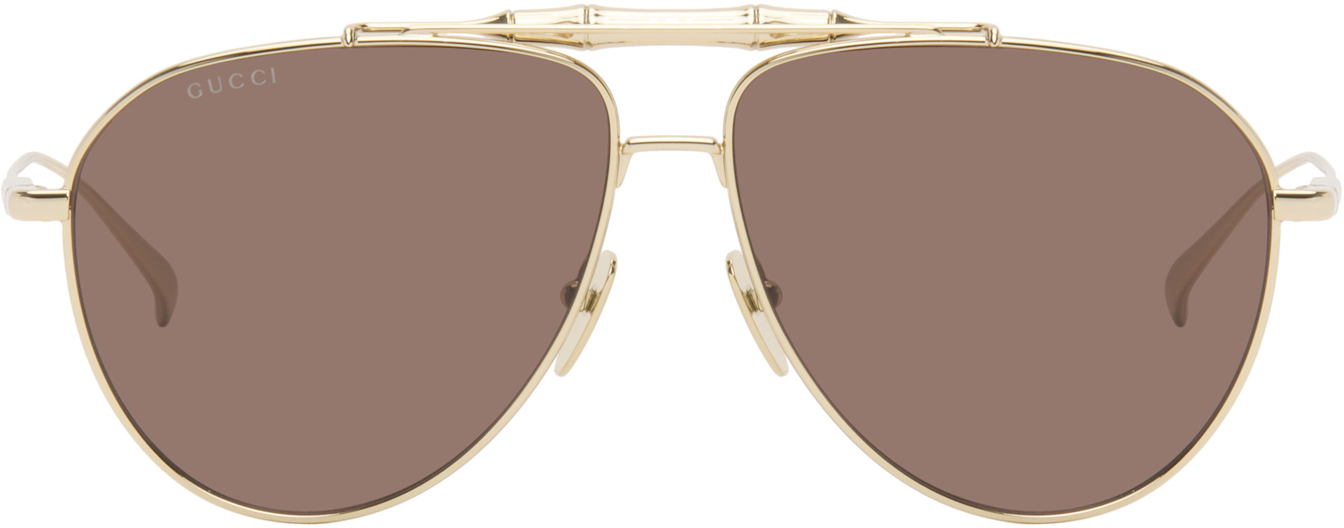 Gucci: Gold Bamboo Metal Sunglasses | SSENSE Canada