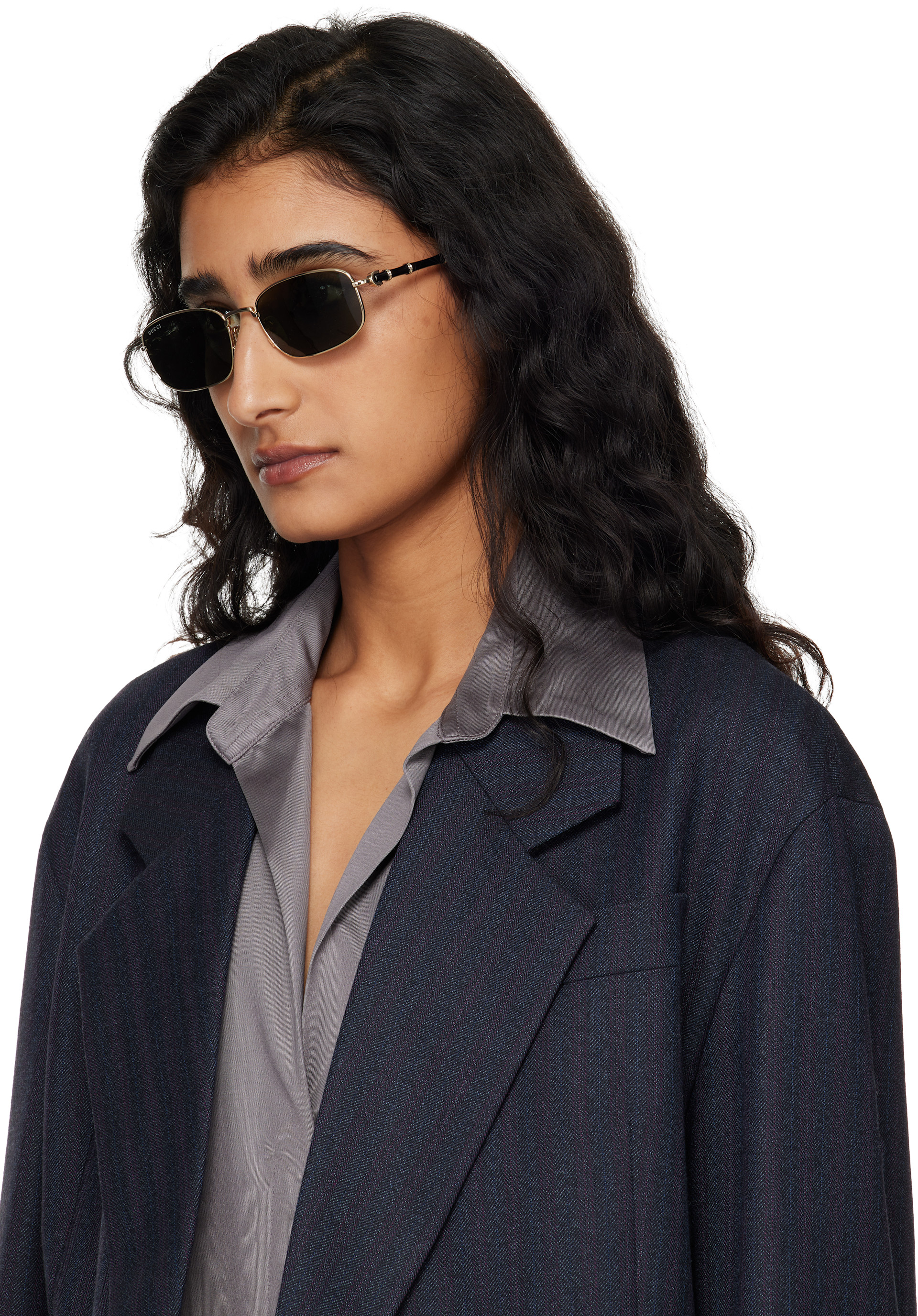 Gucci - Lunettes de soleil carrées dorées