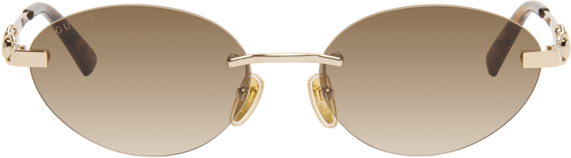 Gucci サングラス 新品 Gucci: ゴールド Frameless オーバルサングラス | SSENSE 日本