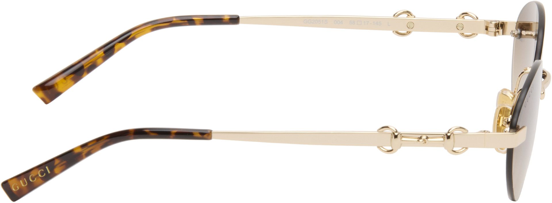 Gucci: Gold Frameless Oval Sunglasses | SSENSE