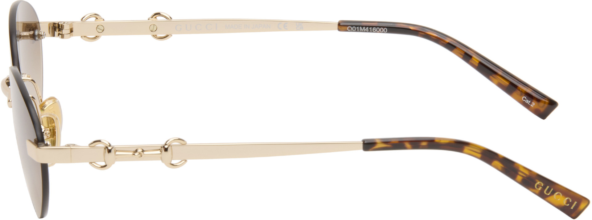 Gucci: Gold Frameless Oval Sunglasses | SSENSE Canada