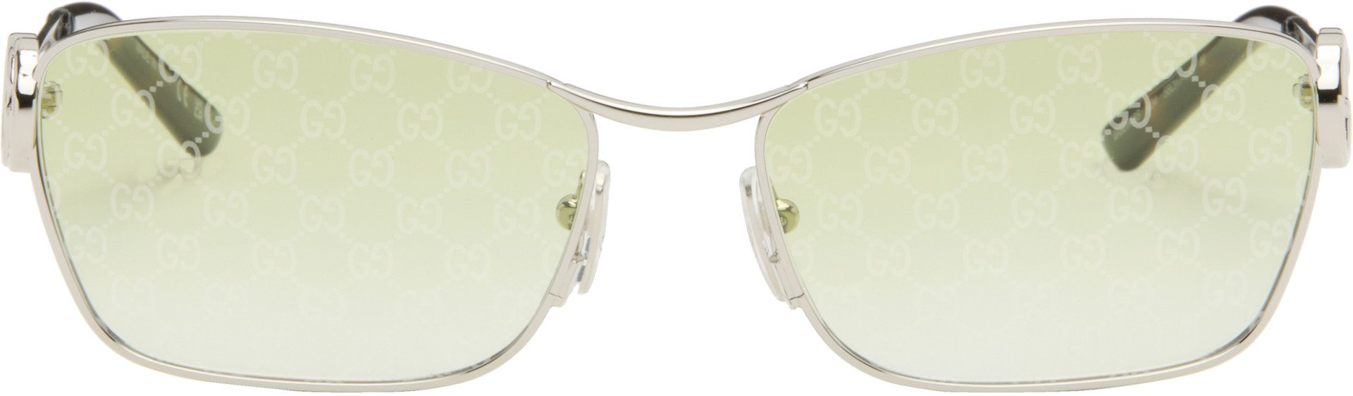 Gucci - Silver Rectangular Frame Sunglasses