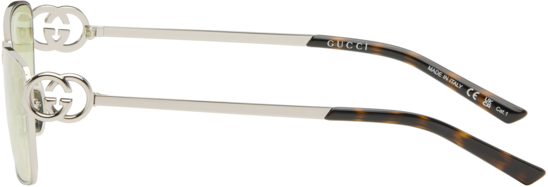 Gucci - Silver Rectangular Frame Sunglasses