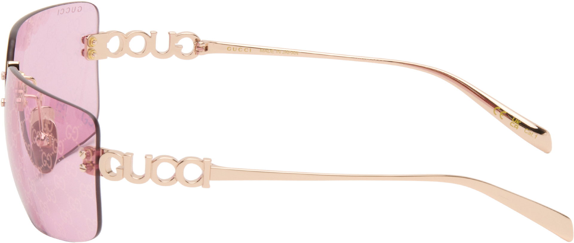 Gucci: Gold Block Bending Sunglasses | SSENSE
