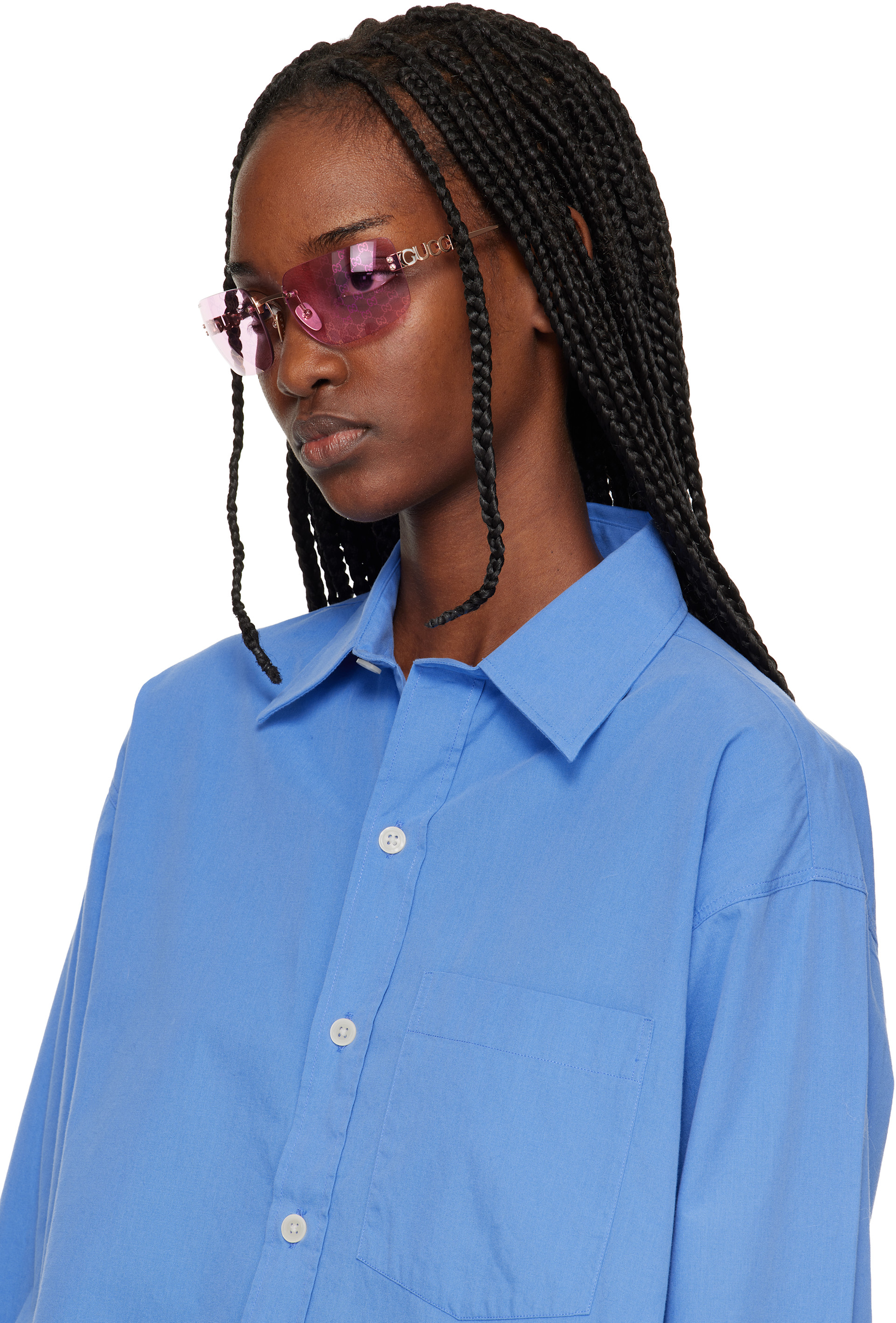 Gucci - Lunettes de soleil Block Bending dorées