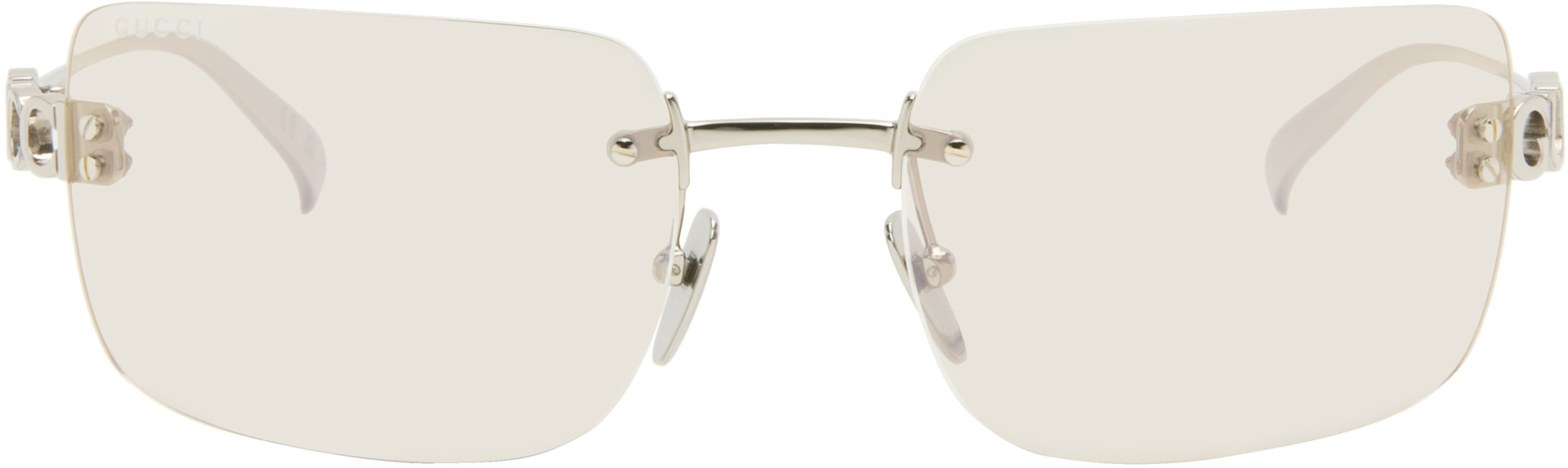 Gucci: Silver Frameless Square Sunglasses | SSENSE