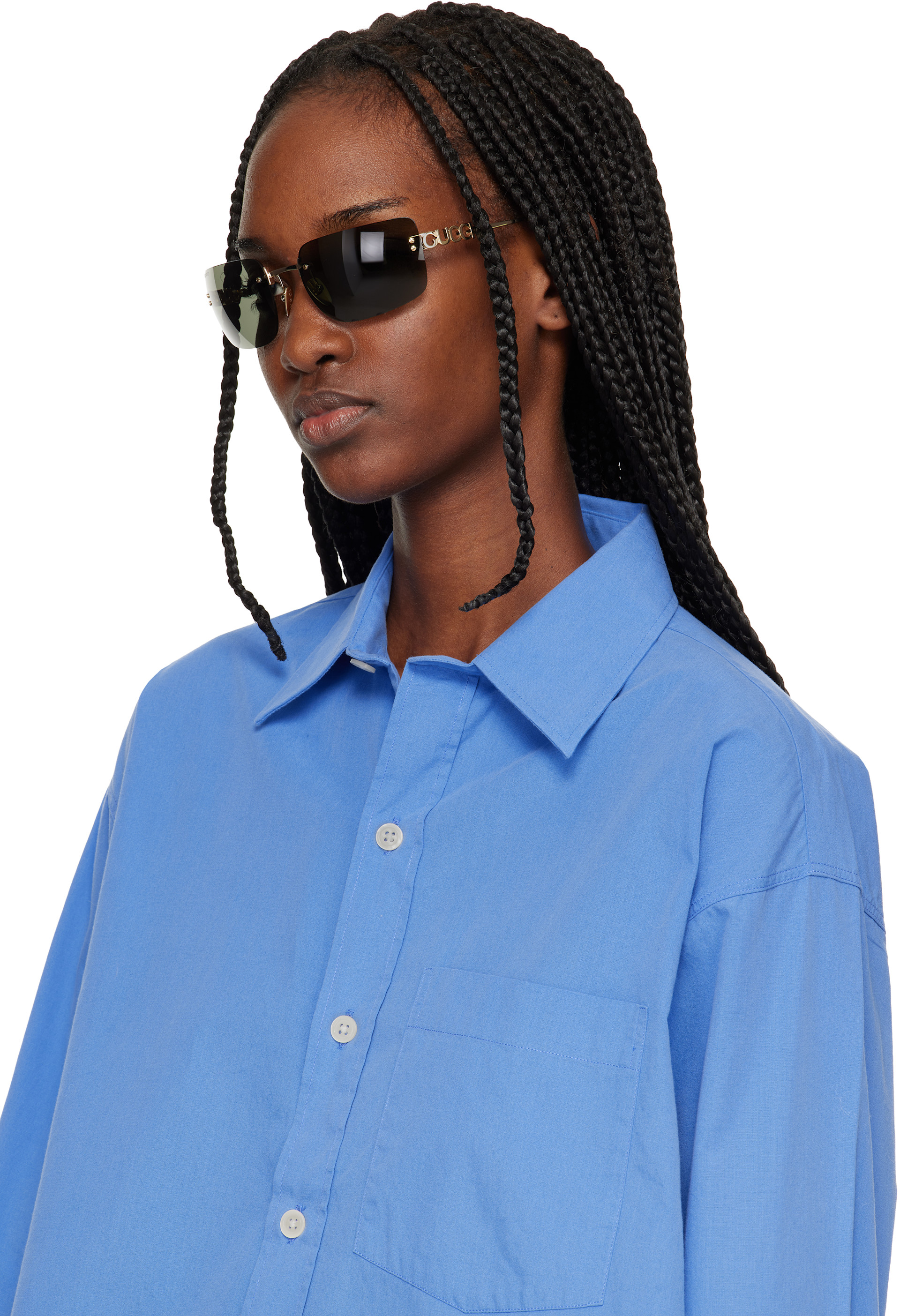 Gucci - Lunettes de soleil Block Bending dorées