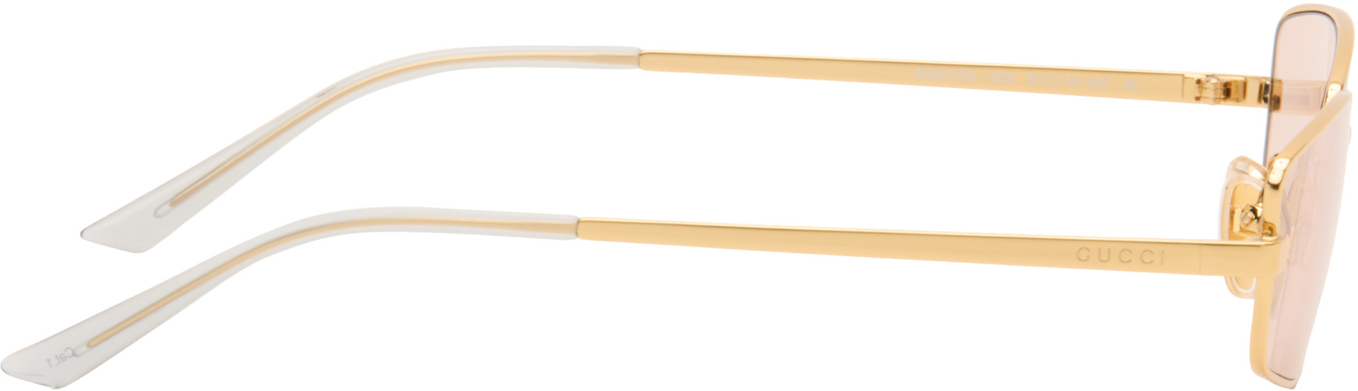 Gucci - Gold Rectangular Frame Sunglasses