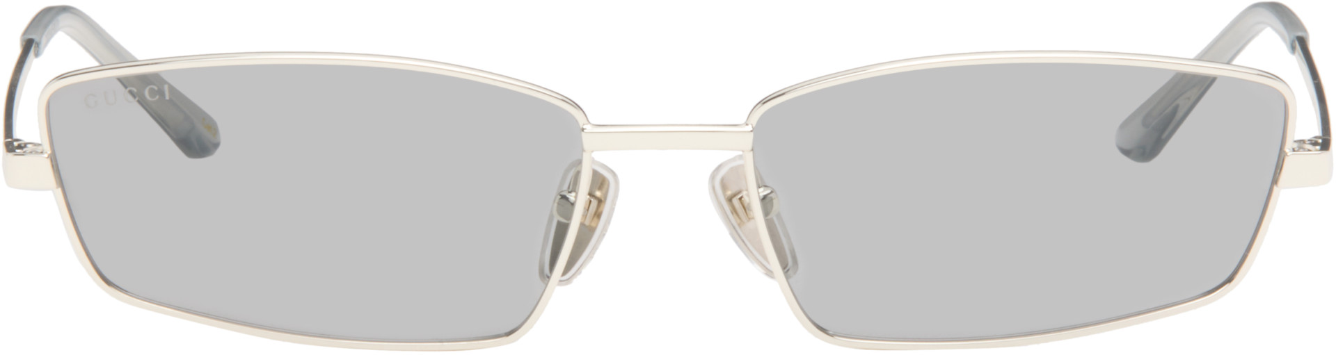 Gucci - Silver Rectangular Frame Sunglasses
