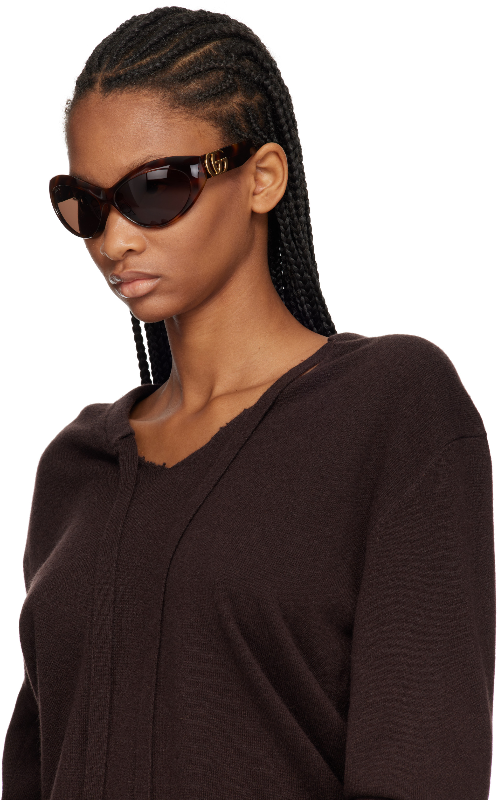 Gucci - Lunettes de soleil œil-de-chat brunes