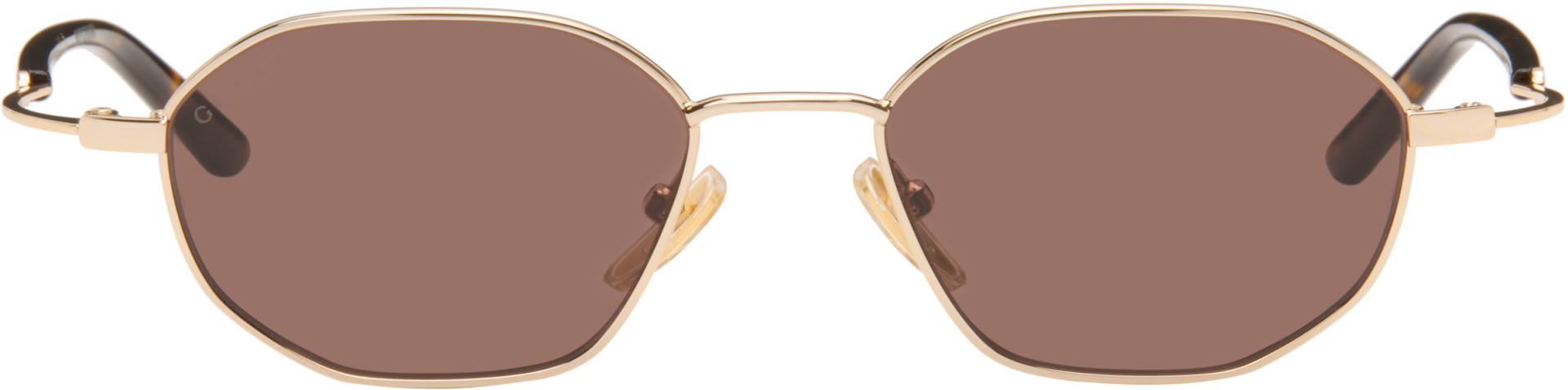 Gucci: ゴールド Geometric-Frame サングラス | SSENSE 日本