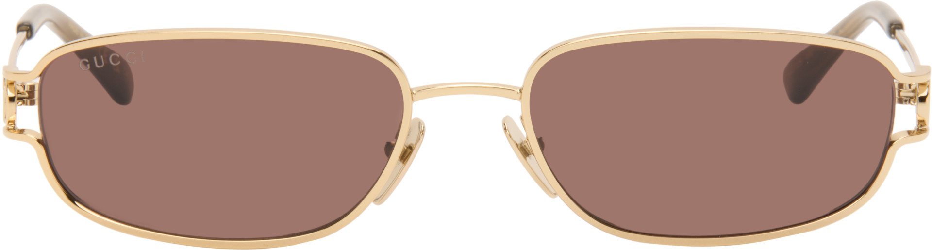 Gucci - Gold Rectangular-Frame Sunglasses