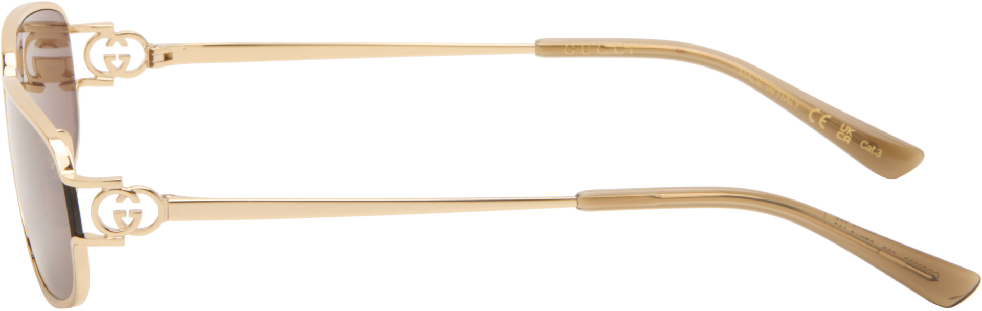 Gucci - Gold Rectangular-Frame Sunglasses