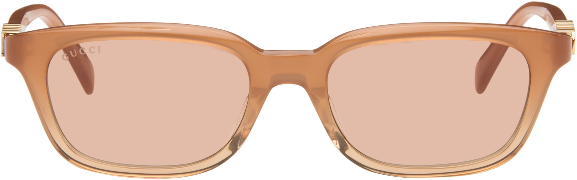 Gucci - Brown Rectangular-Frame Sunglasses