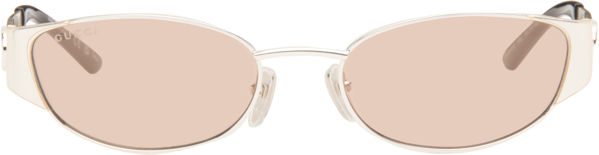 Gucci - Silver Oval-Frame Sunglasses