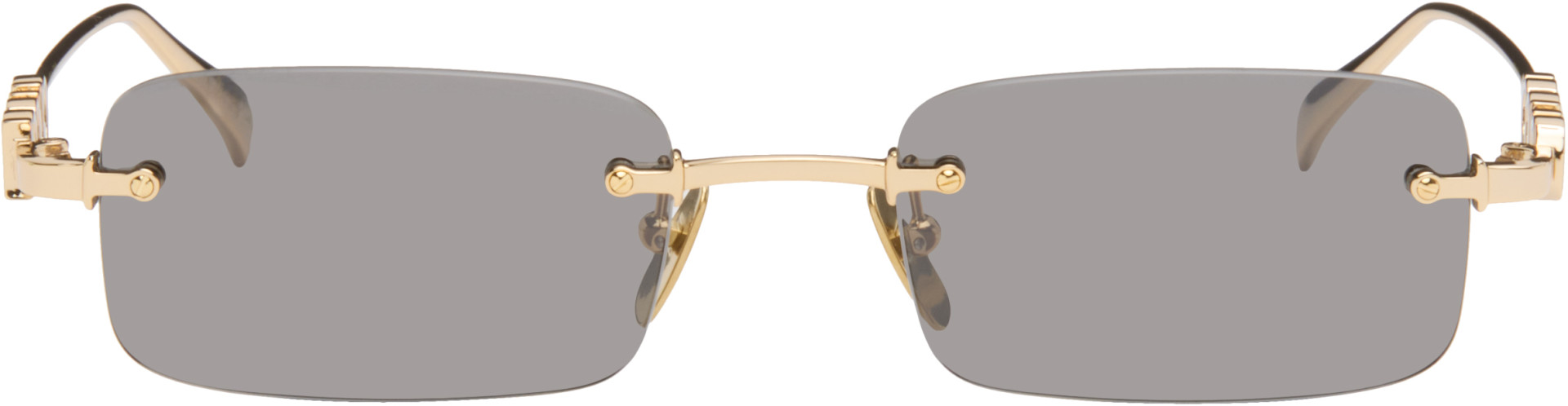 Gucci - Gold Rectangular Frame Sunglasses