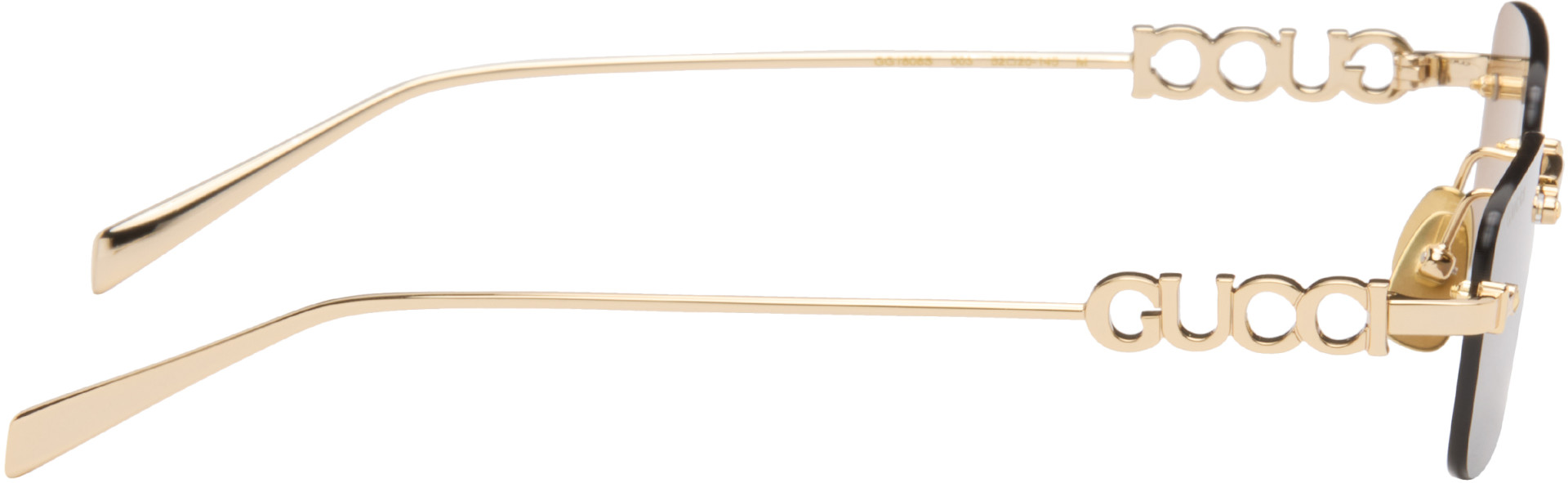 Gucci - Gold Rectangular Frame Sunglasses