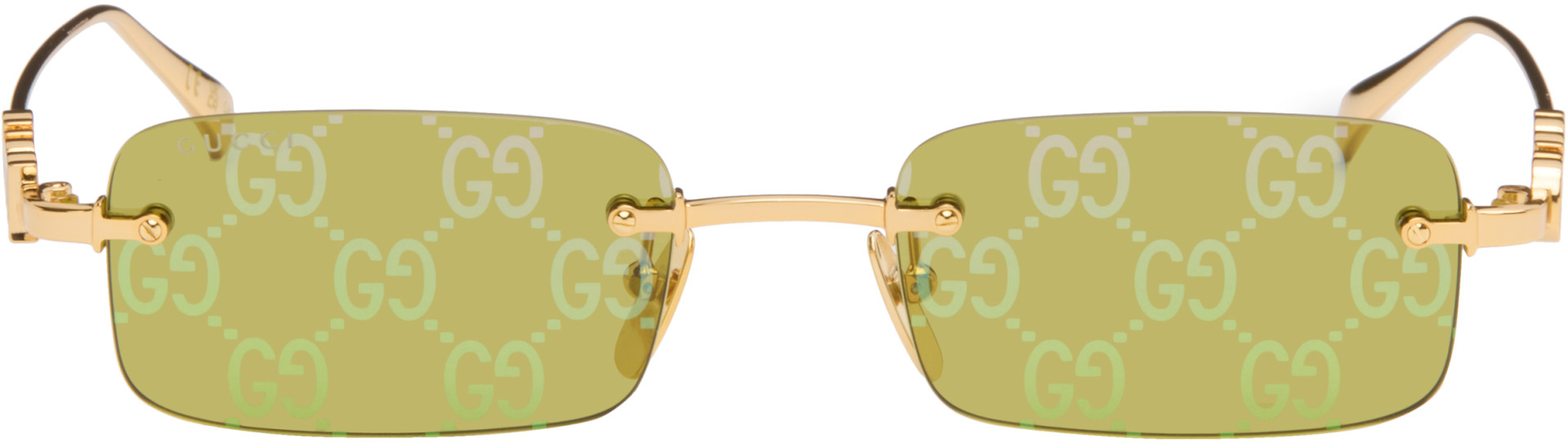 Gucci - Gold Rectangular Frame Sunglasses