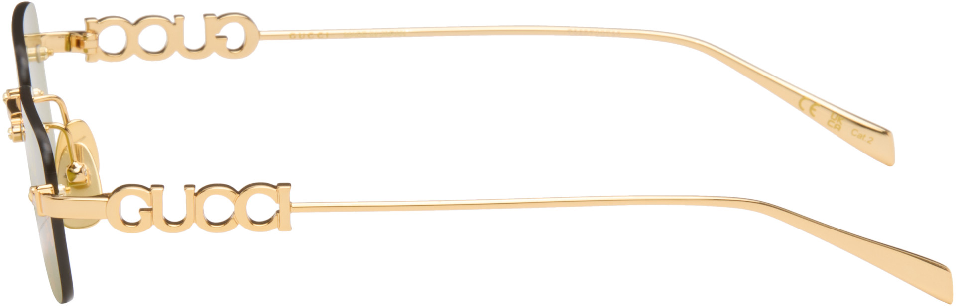 Gucci - Gold Rectangular Frame Sunglasses