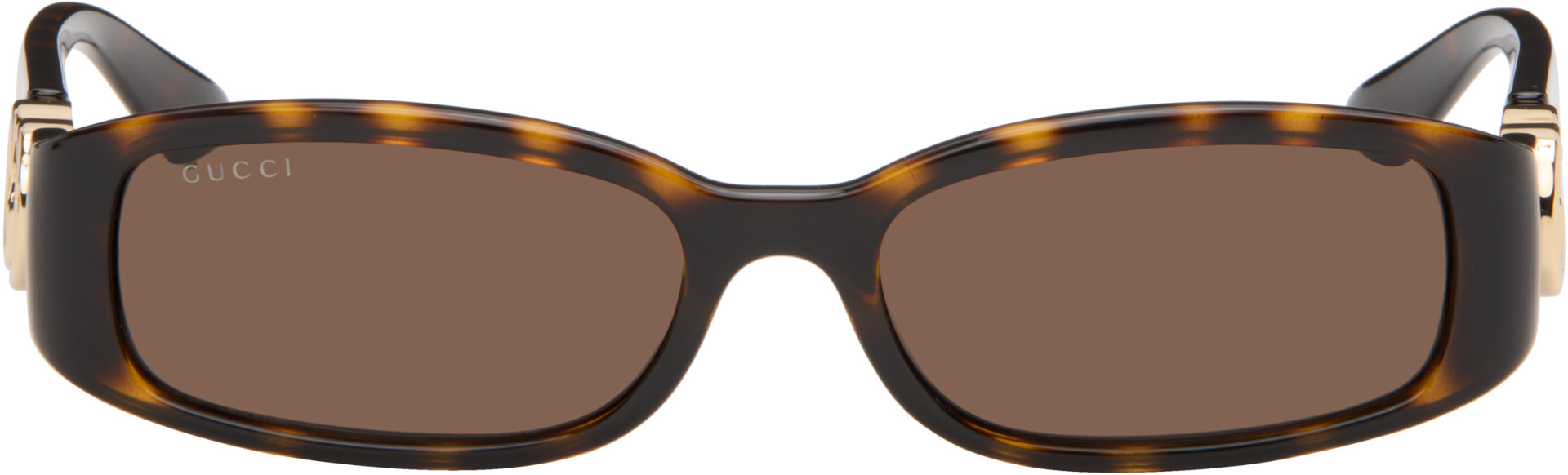 Gucci - Brown Rectangular Frame Sunglasses