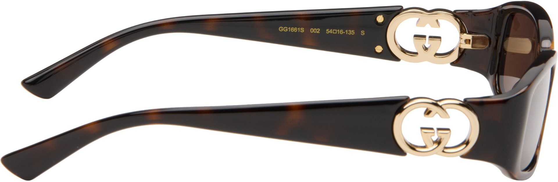 Gucci - Brown Rectangular Frame Sunglasses