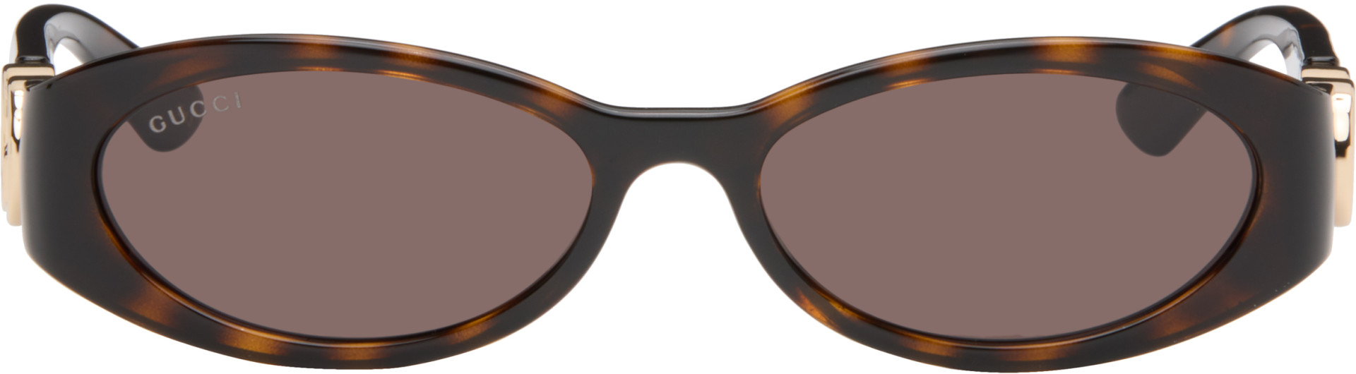 Gucci - Brown Oval Frame Sunglasses