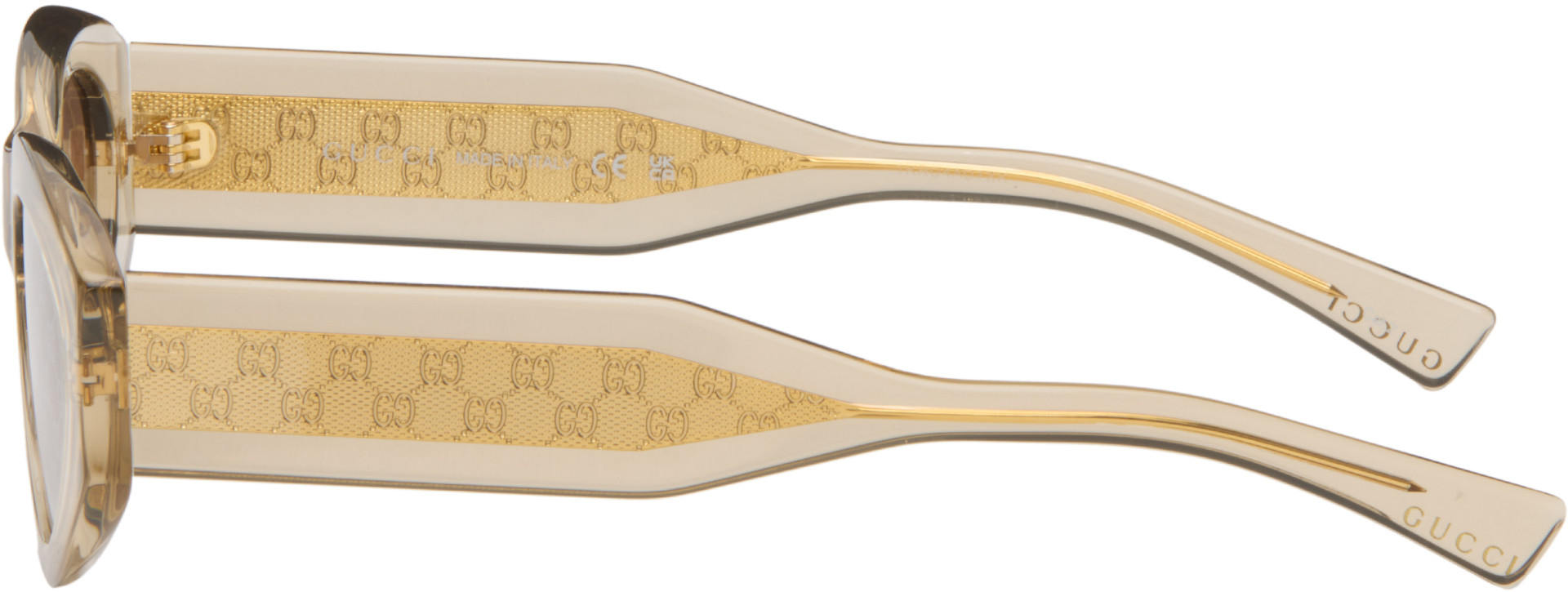 Gucci - Yellow Monogram Wirecore Sunglasses