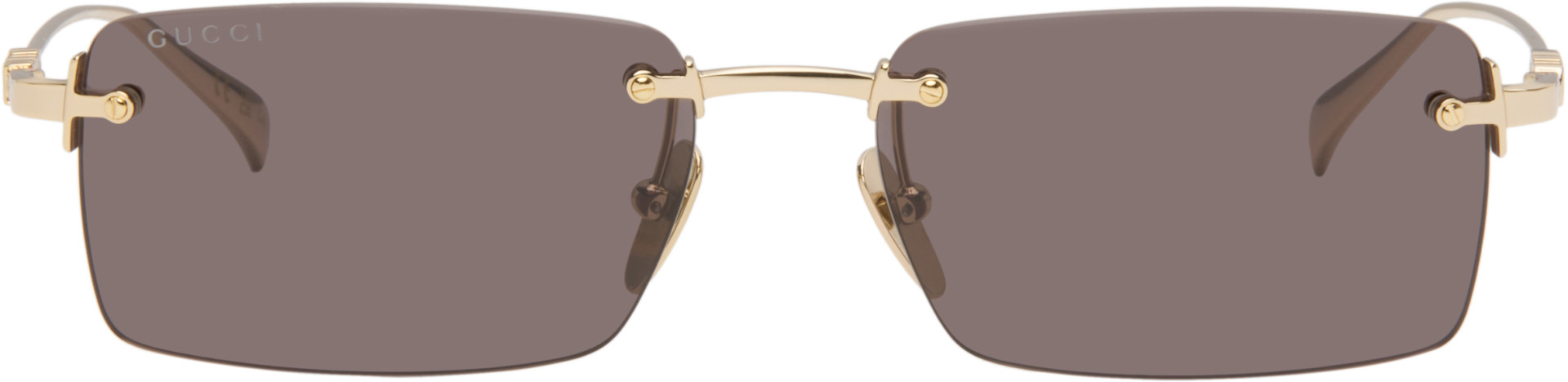 Gucci - Gold Rectangular Frame Sunglasses
