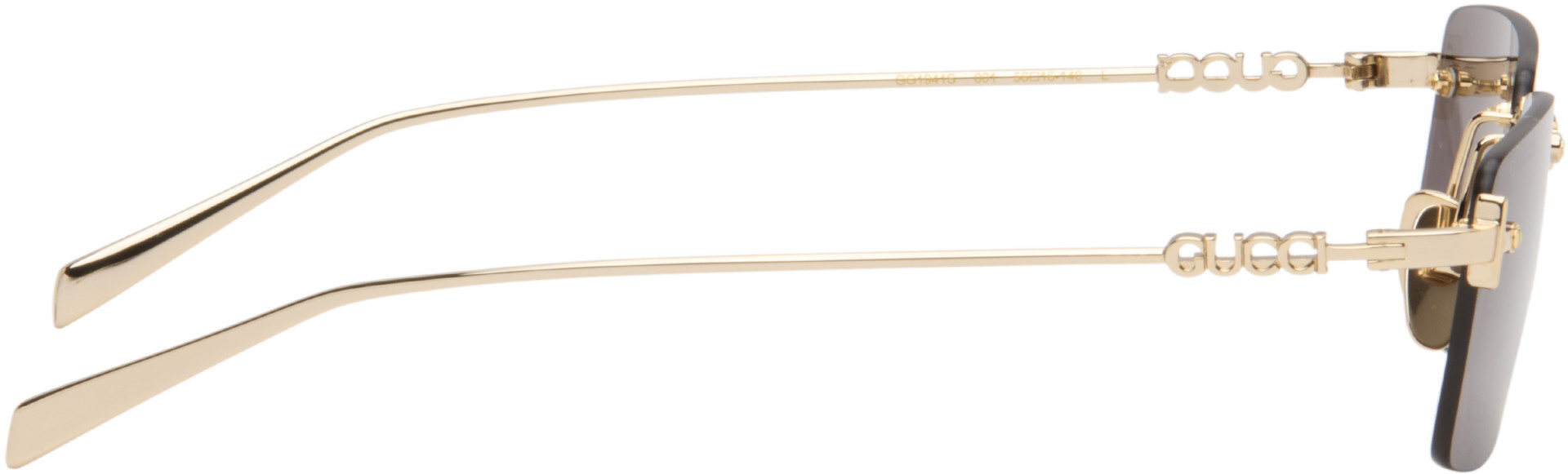 Gucci - Gold Rectangular Frame Sunglasses