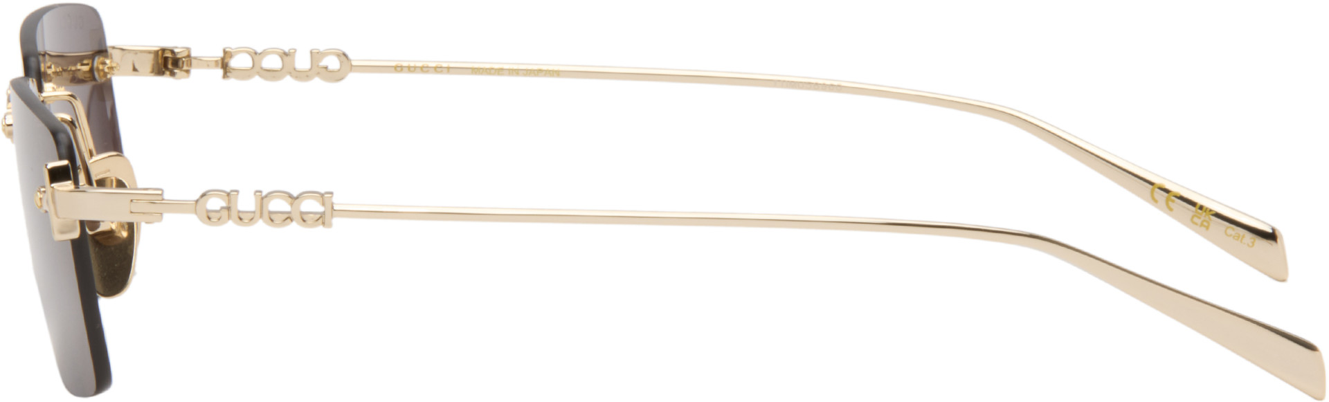 Gucci - Gold Rectangular Frame Sunglasses