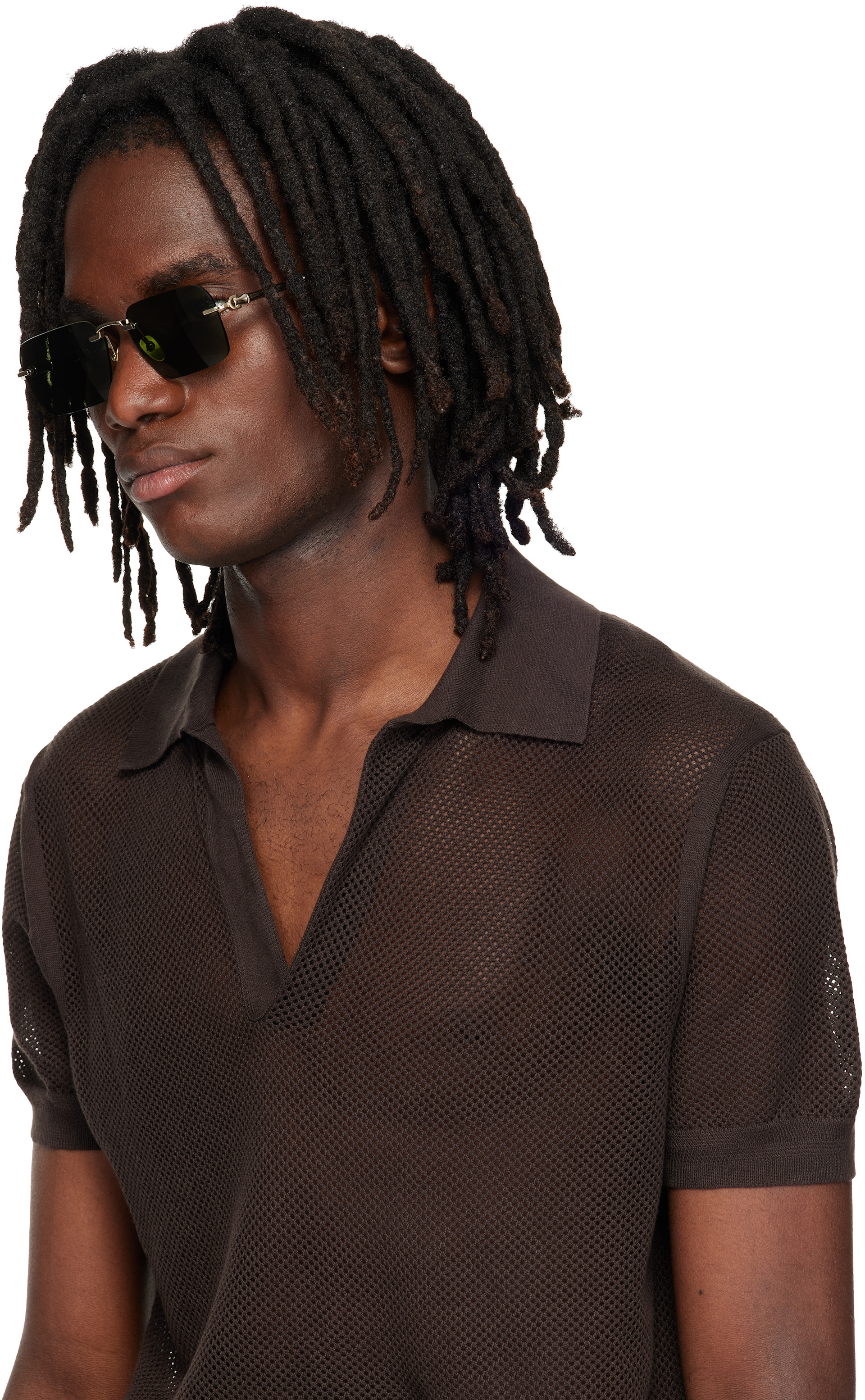 Gucci - Gold Frameless Rectangular Sunglasses