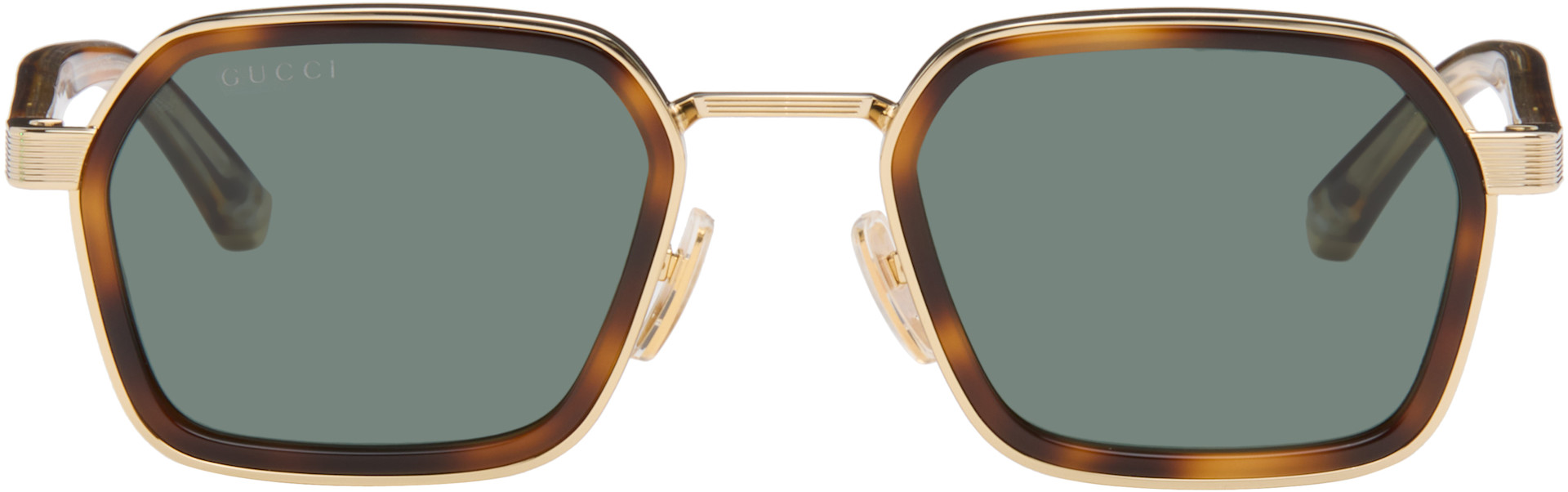 Gucci - Gold & Brown Sqaure Frame Sunglasses