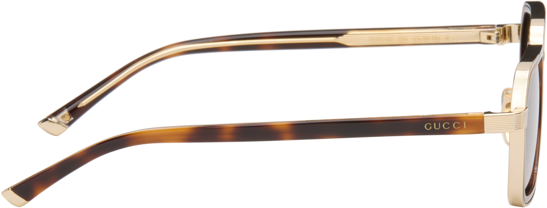 Gucci - Gold & Brown Sqaure Frame Sunglasses