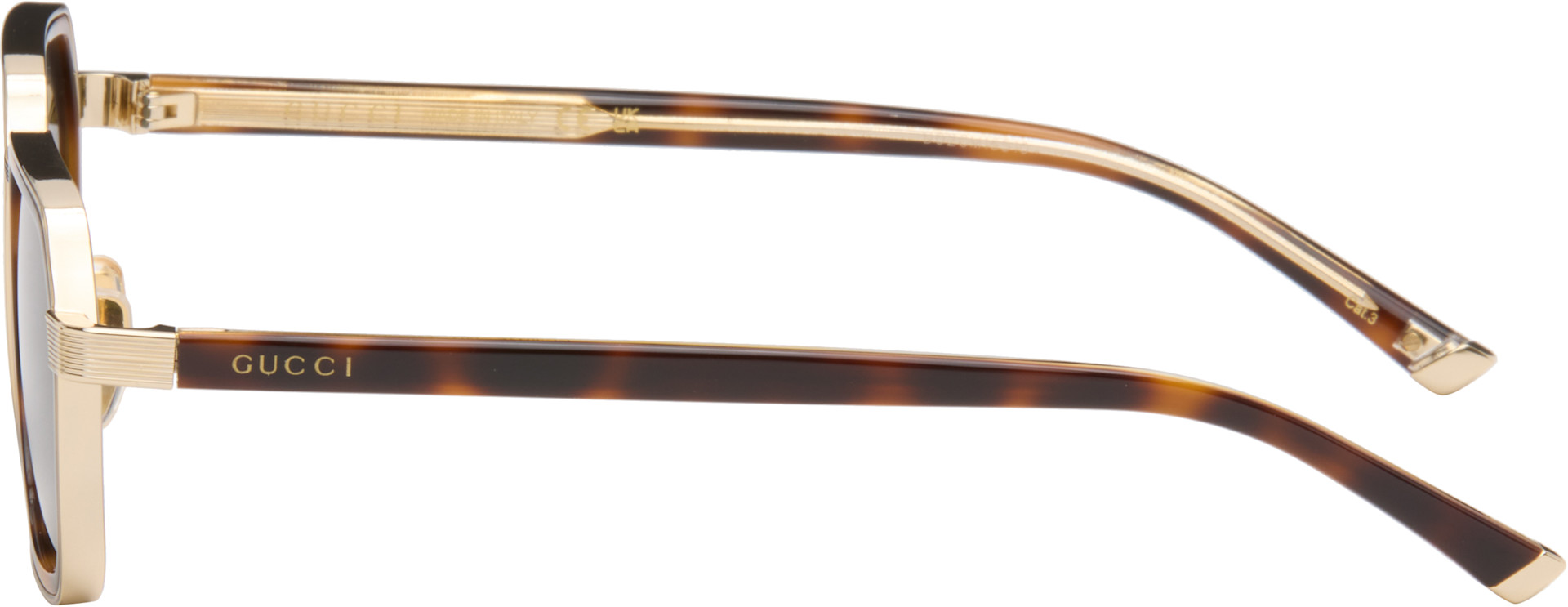Gucci - Gold & Brown Sqaure Frame Sunglasses