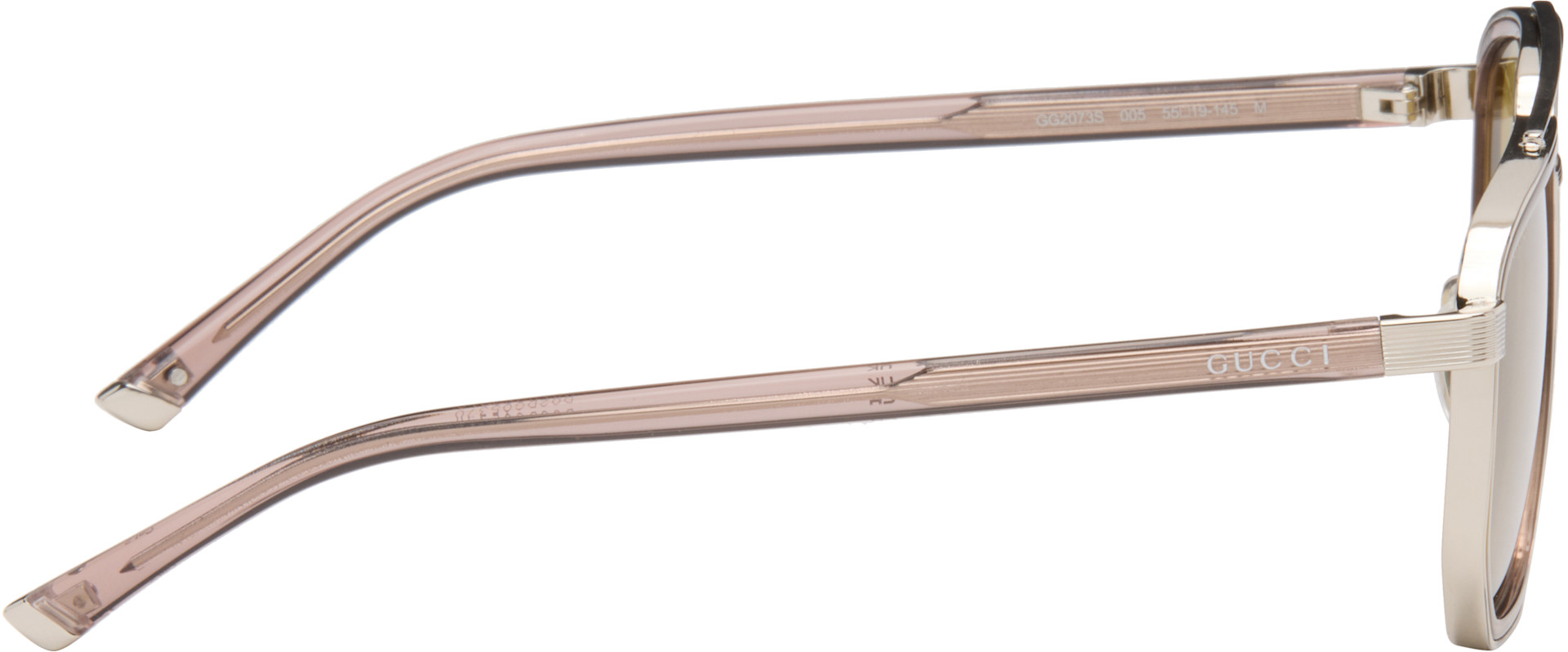 Gucci - Silver & Brown Navigator Frame Sunglasses