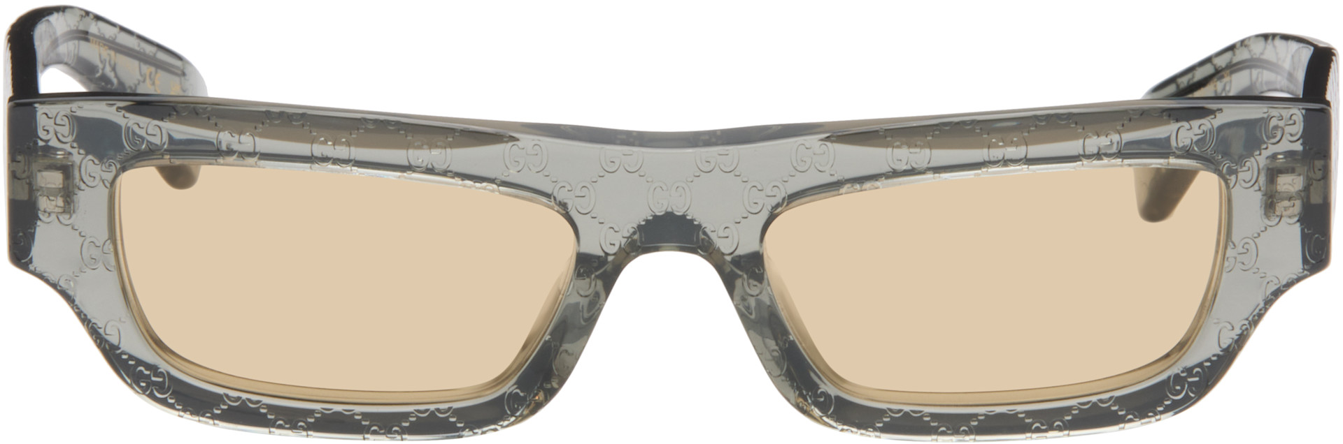 Gucci - Gray Rectangular Logo Sunglasses