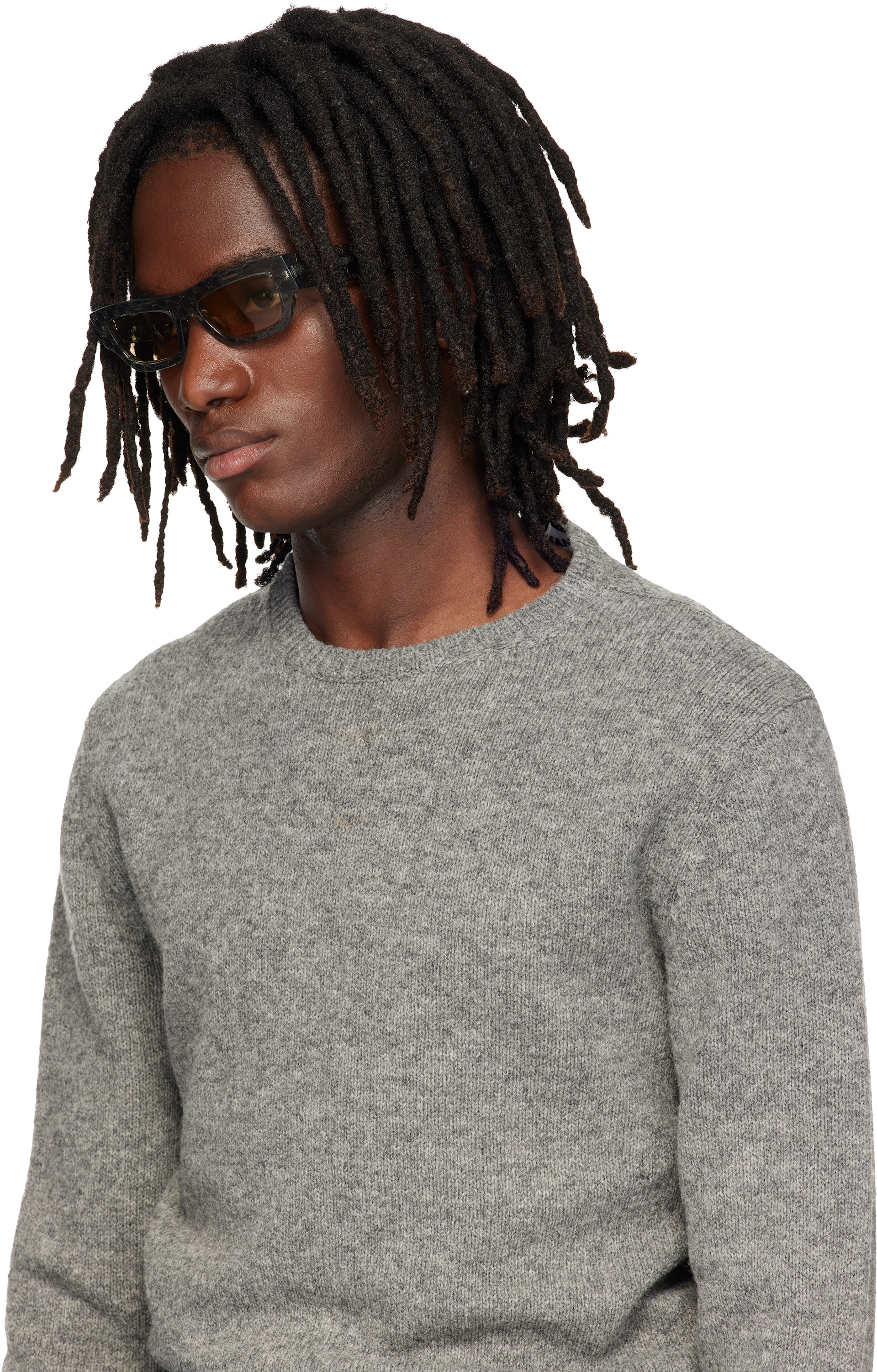 Gucci - Gray Rectangular Logo Sunglasses